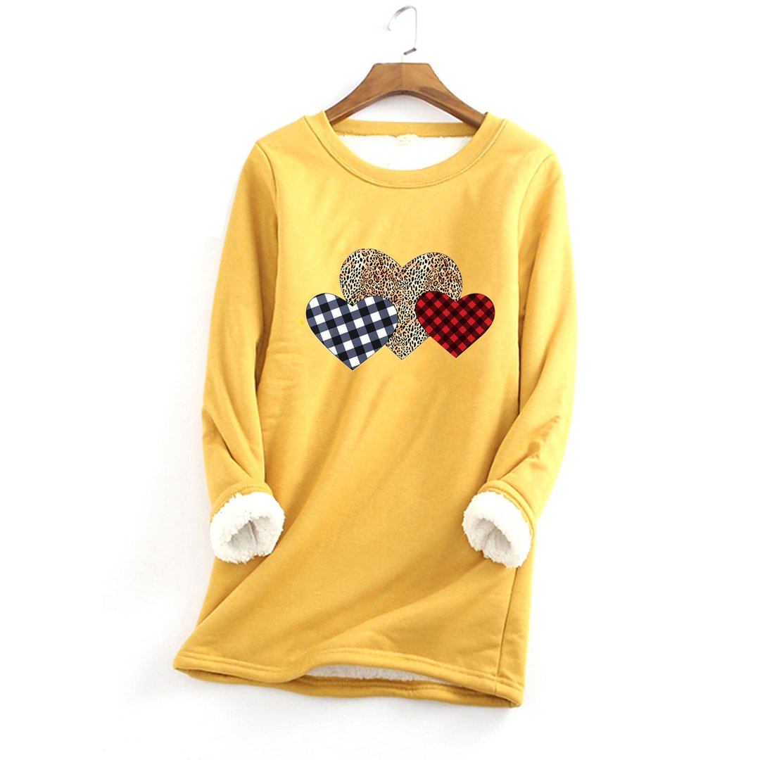 Love Casual Cotton Round Neck Solid Sweatshirt