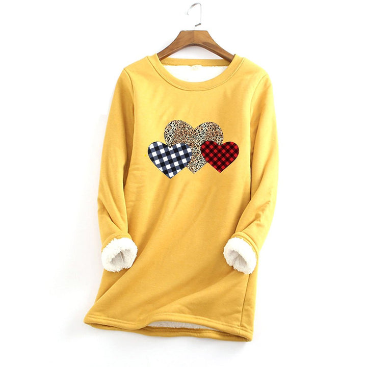 Love Casual Cotton Round Neck Solid Sweatshirt