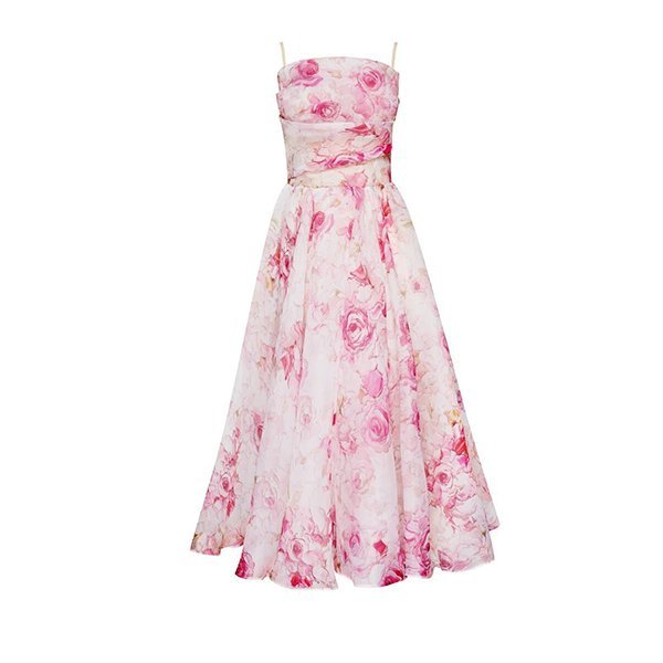 Elegant Print Suspender Dress