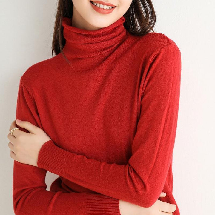 Women s slim fit cashmere blend sweater pullover turtleneck sweater