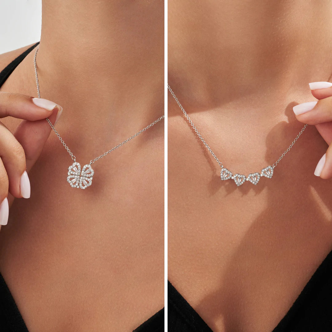 🍀BUY 1 GET 1 FREE❤️ - Lucky Heart and Four Leaf Clover Convertible Pendant Necklace