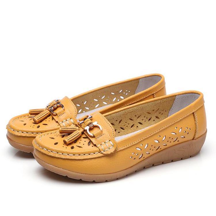 WOMENS HOLLOW SOFT LEATHER BREATHABLE MOCCASINS SANDALS 2022