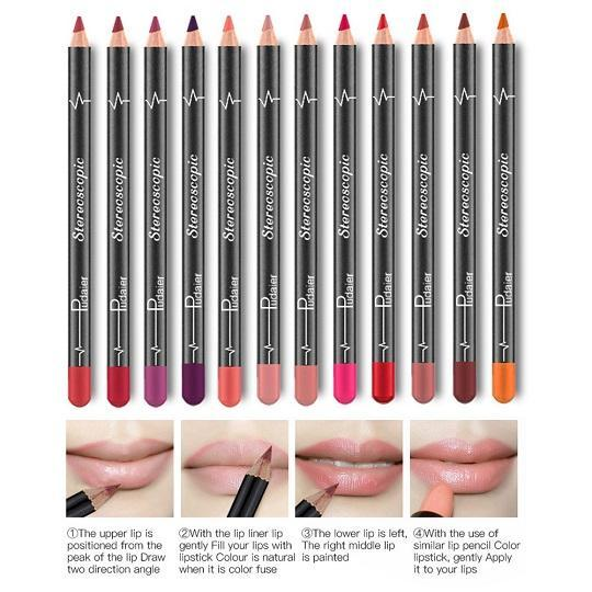 12 Colors Lip Liner Pencil Waterproof Non Marking