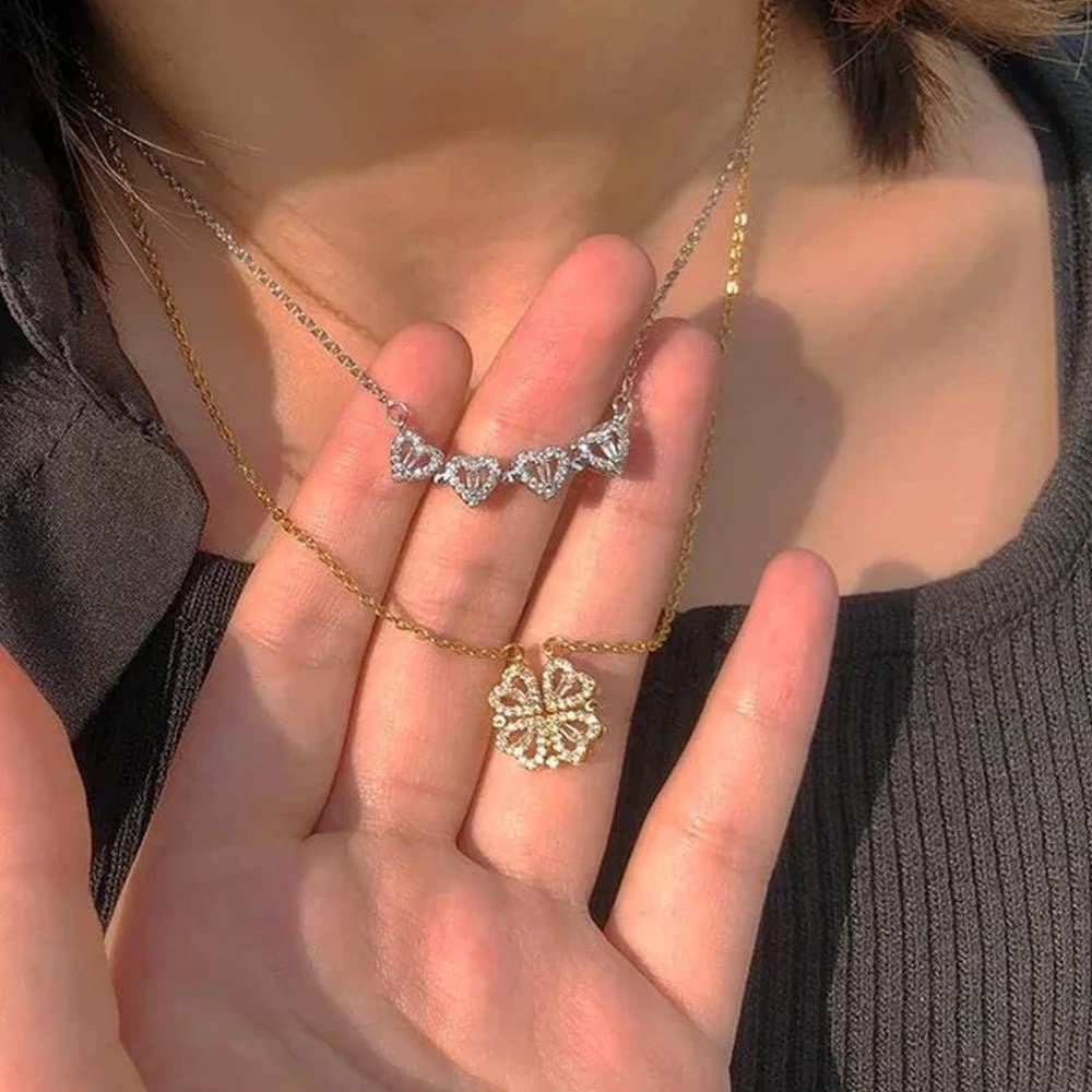 🍀BUY 1 GET 1 FREE❤️ - Lucky Heart and Four Leaf Clover Convertible Pendant Necklace