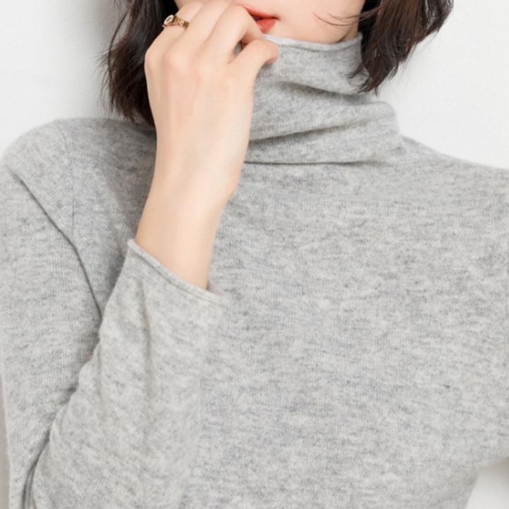 Women s slim fit cashmere blend sweater pullover turtleneck sweater