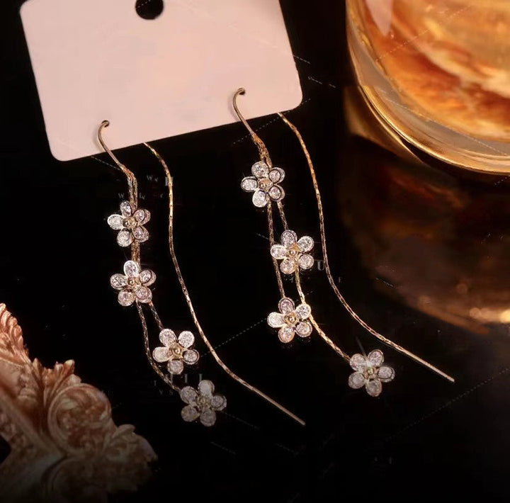 Zirconia Plum Blossom Earrings