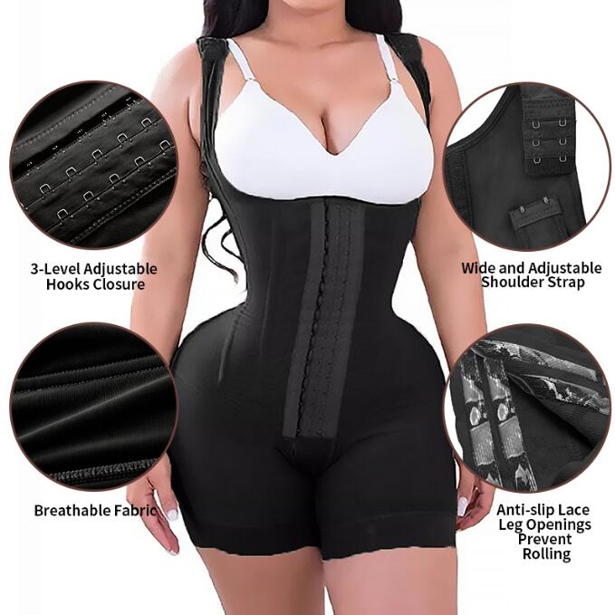 High Double Compression Garment Abdomen Control Hook And Eye Closure Tummy Control Adjustable Bodysuit