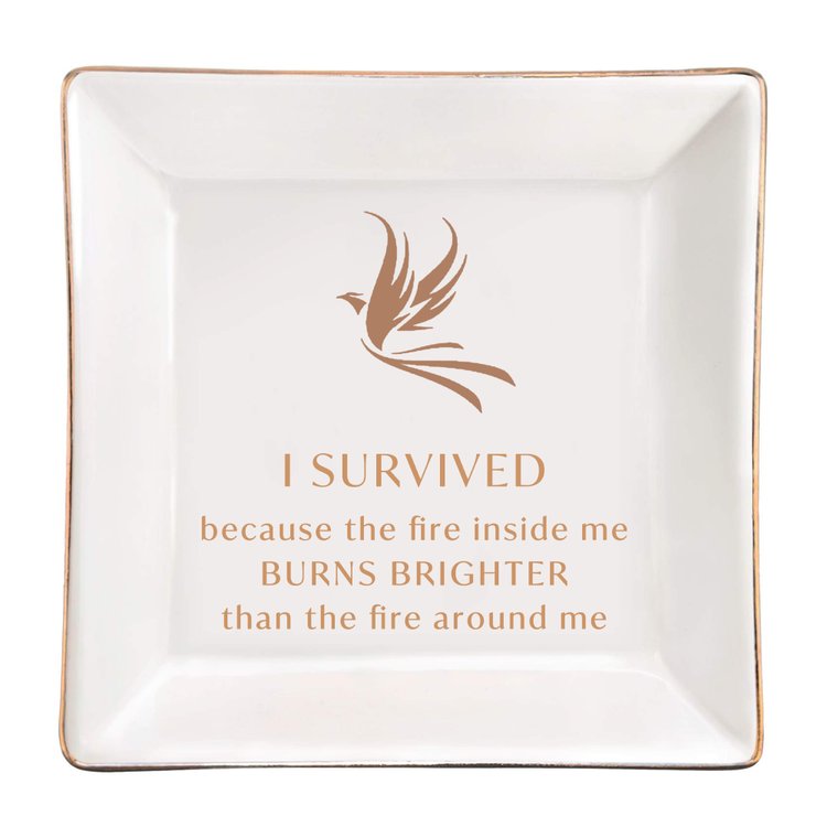 For Self - S925 I Survived Because The Fire Inside Me Burns Brighter Than The Fire Around Me Colorful Crystal Phoenix Necklace