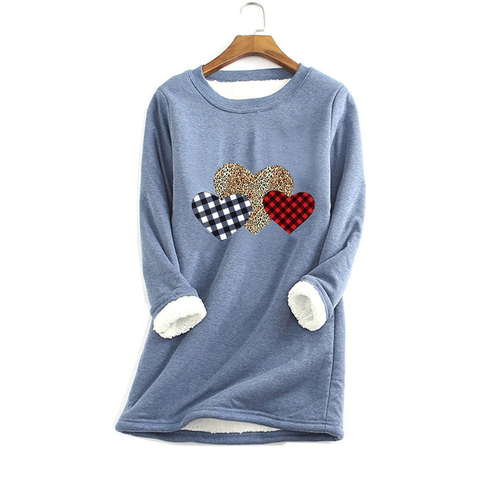 Love Casual Cotton Round Neck Solid Sweatshirt