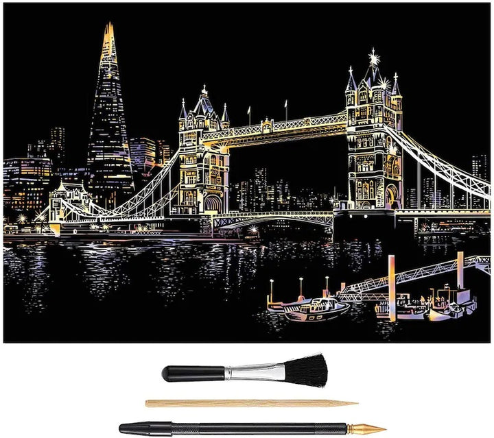 Scratch Off Rainbow Painting  World Famous Tourist Attractions 16 11.2 Inches