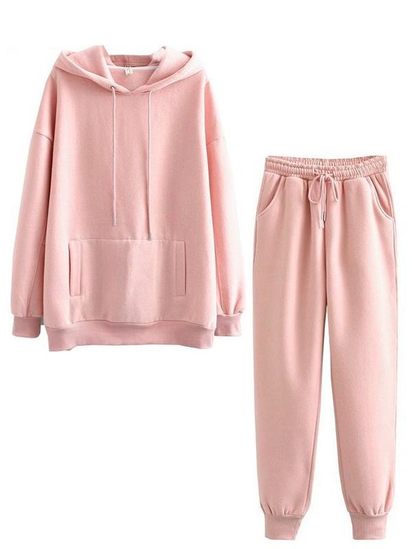 Casual Home Outfits Hooded Sweatshirt Set