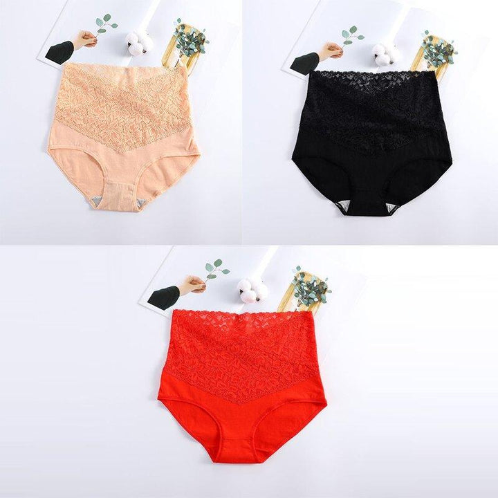 High Waist Underwear Women Cotton Lace Panties