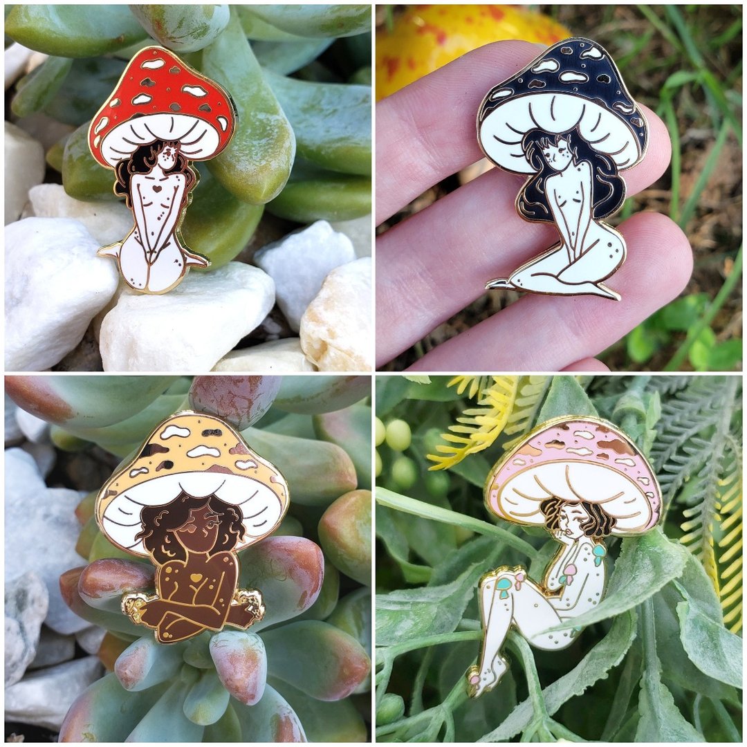 Mushroom Girl Hard Enamel Pin