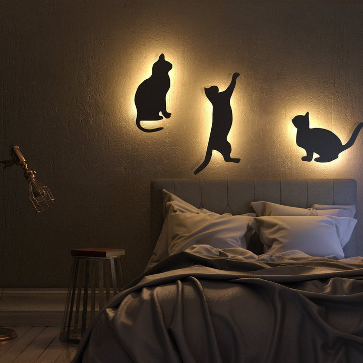 Light  Voice Sensor Control LED Cute Cat Wall Light