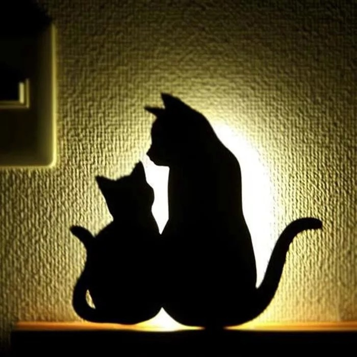 Light  Voice Sensor Control LED Cute Cat Wall Light