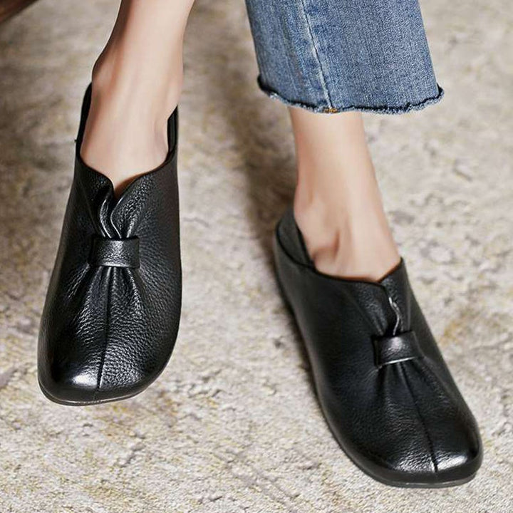 Butterfly Knot Soft Slip on Leather Shoes