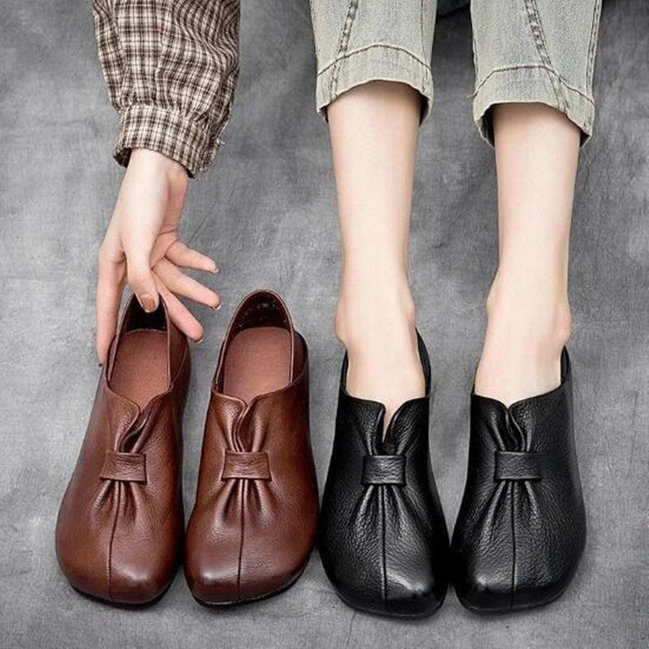 Butterfly Knot Soft Slip on Leather Shoes