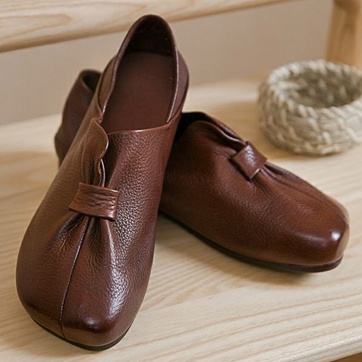 Butterfly Knot Soft Slip on Leather Shoes