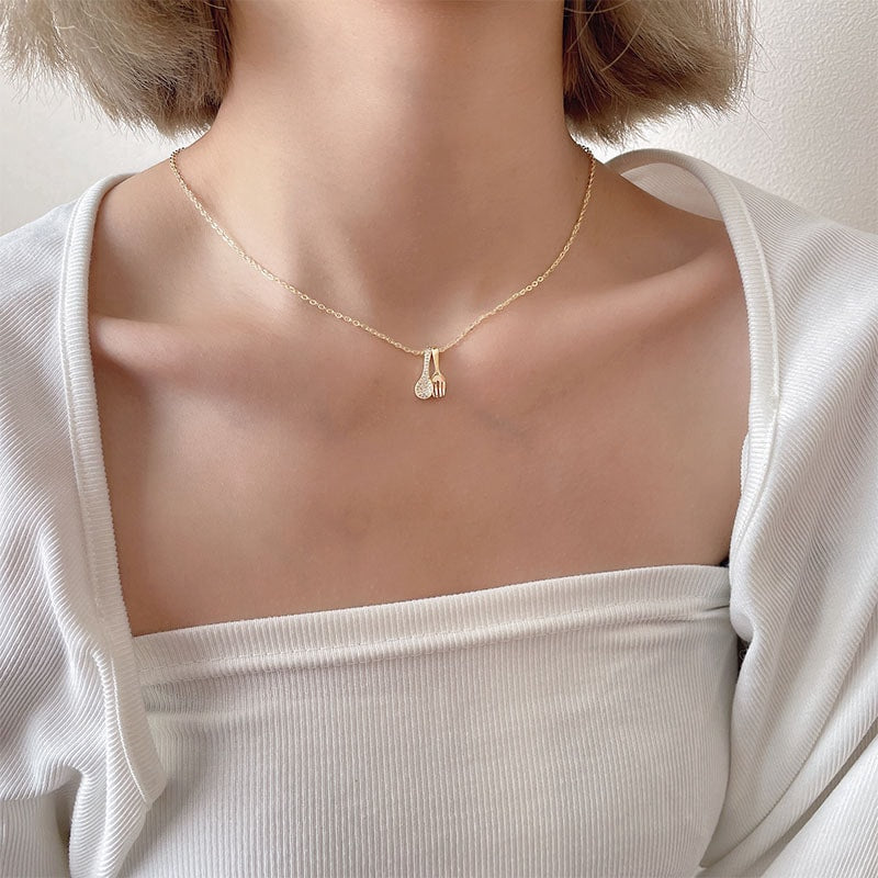 Full Diamond Fork Spoon Clavicle Necklace