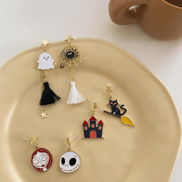 Halloween ghost castle cartoon earrings