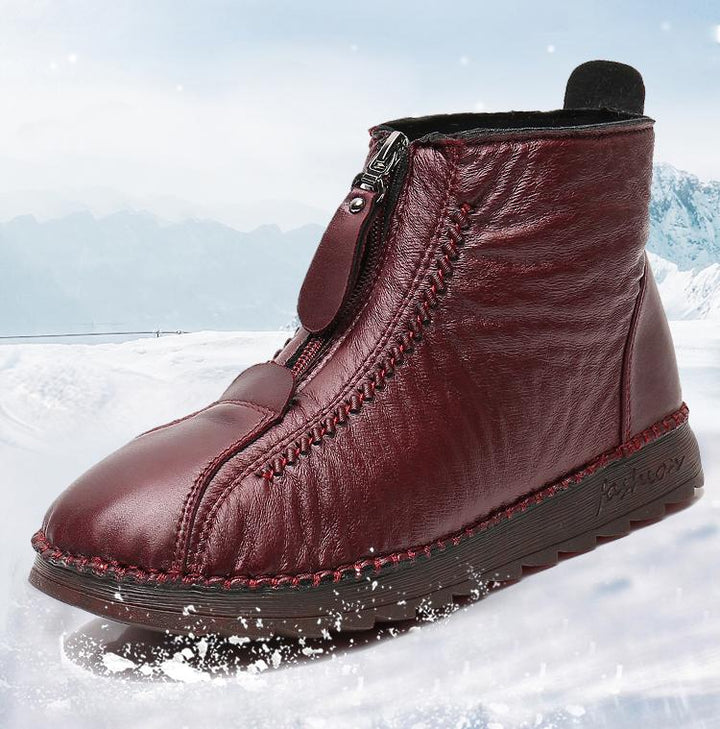 Womens Waterproof Soft Leather Winter Warm Shoes
