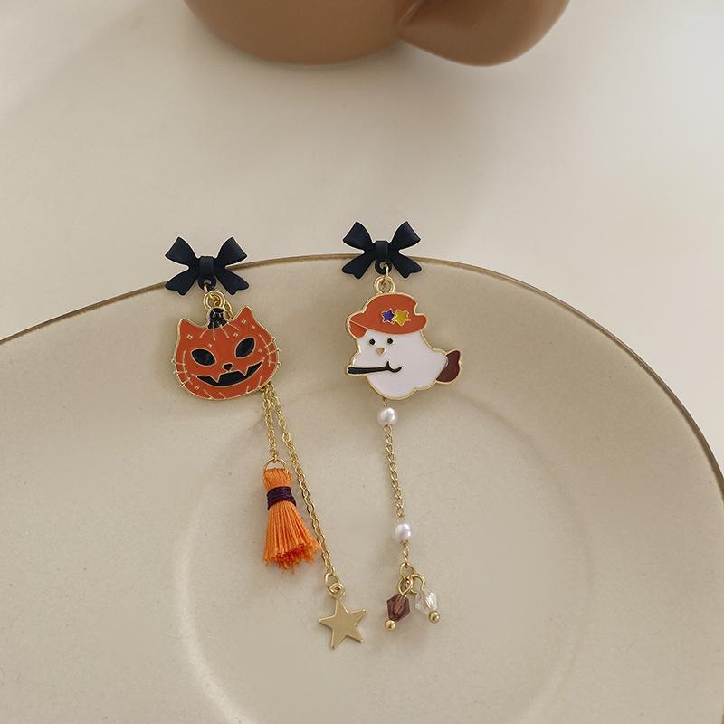 Halloween ghost castle cartoon earrings