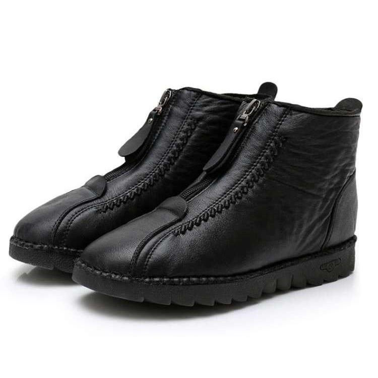 Womens Waterproof Soft Leather Winter Warm Shoes