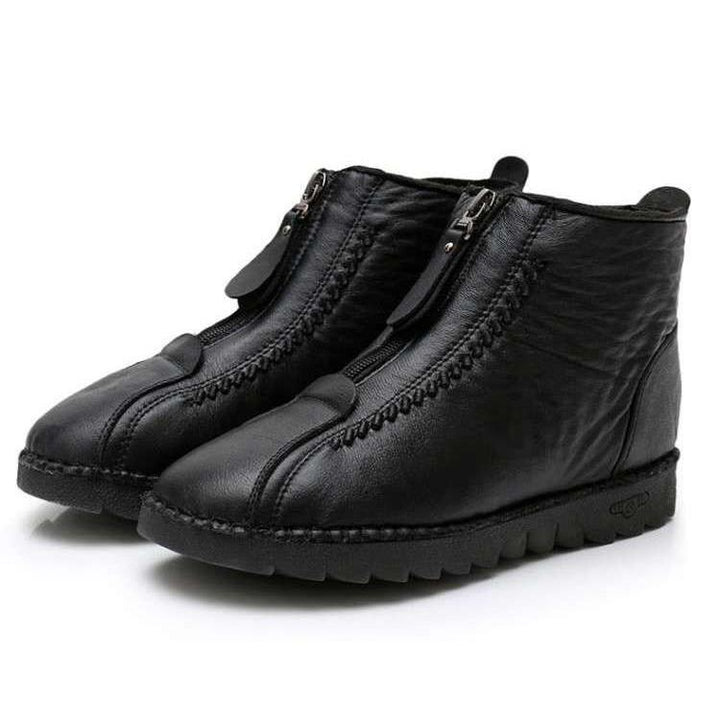 Womens Waterproof Soft Leather Winter Warm Shoes
