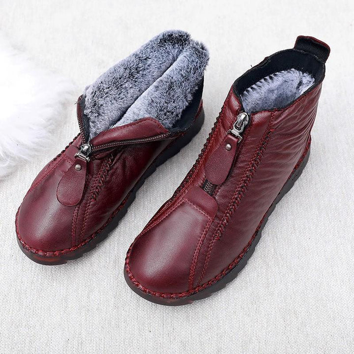 Womens Waterproof Soft Leather Winter Warm Shoes