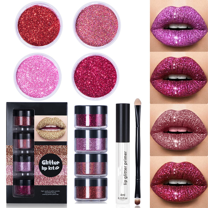 MAEPEOR Glitter Lips Smudgeproof and Longlasting Glitter Lip Kit