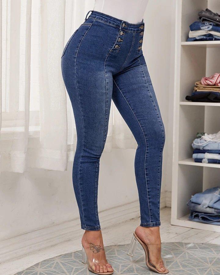 Double Breasted High Waist Skinny Jeans🔥HotSale🔥