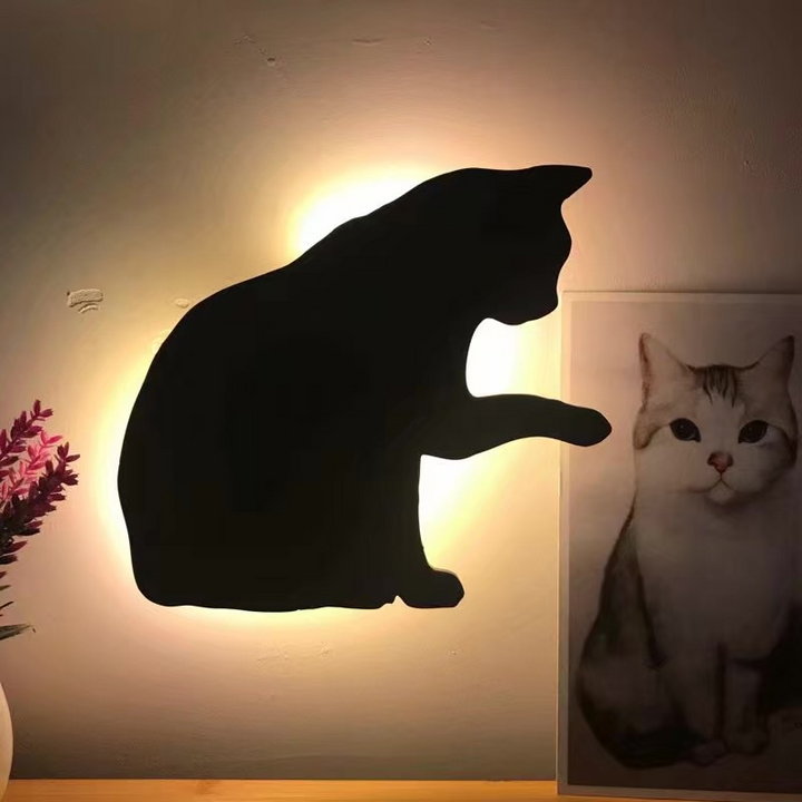 Light  Voice Sensor Control LED Cute Cat Wall Light