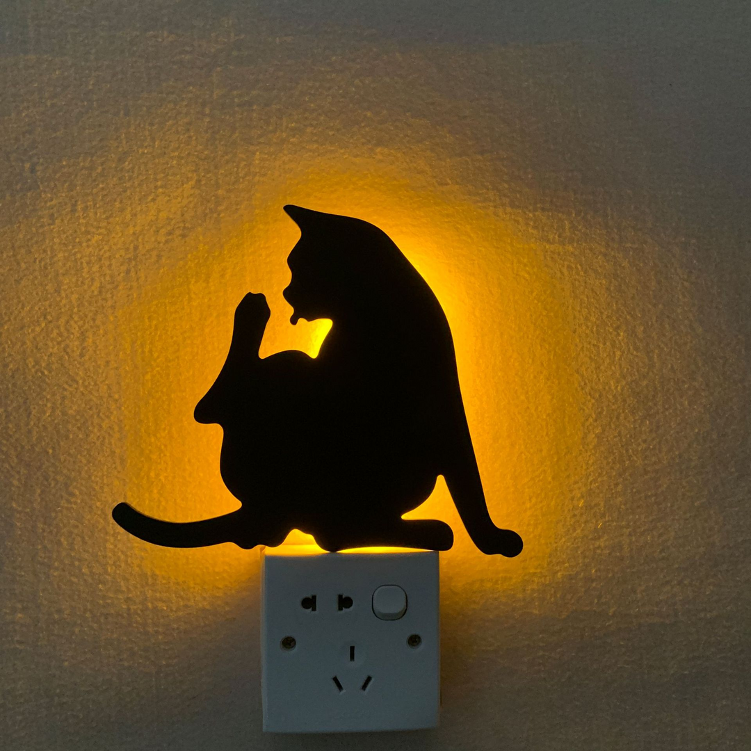 Light  Voice Sensor Control LED Cute Cat Wall Light