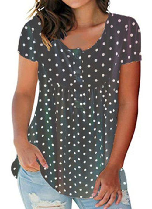 TK10093 Polka Dot Casual Round Neckline Sleeveless Blouses