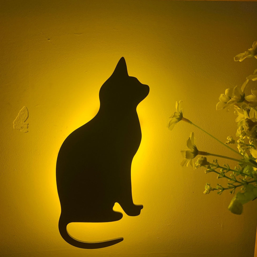 Light  Voice Sensor Control LED Cute Cat Wall Light