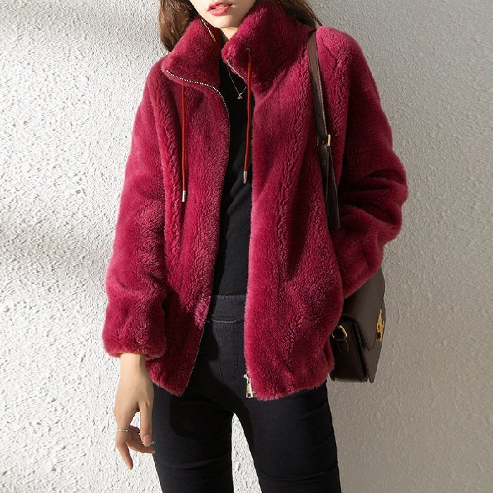 2022 Padded Coat Stand collar Double faced Fleece Jacket
