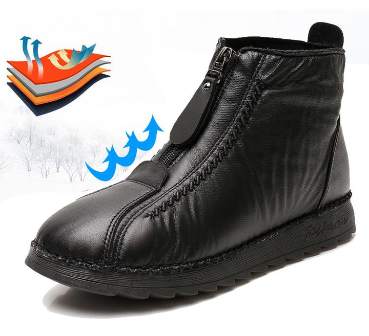 Womens Waterproof Soft Leather Winter Warm Shoes