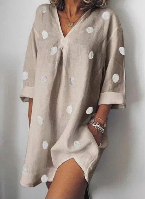 BL10351 Polka Dot Casual V Neckline Long Sleeve Blouses