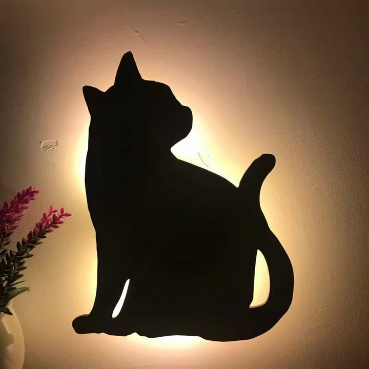 Light  Voice Sensor Control LED Cute Cat Wall Light