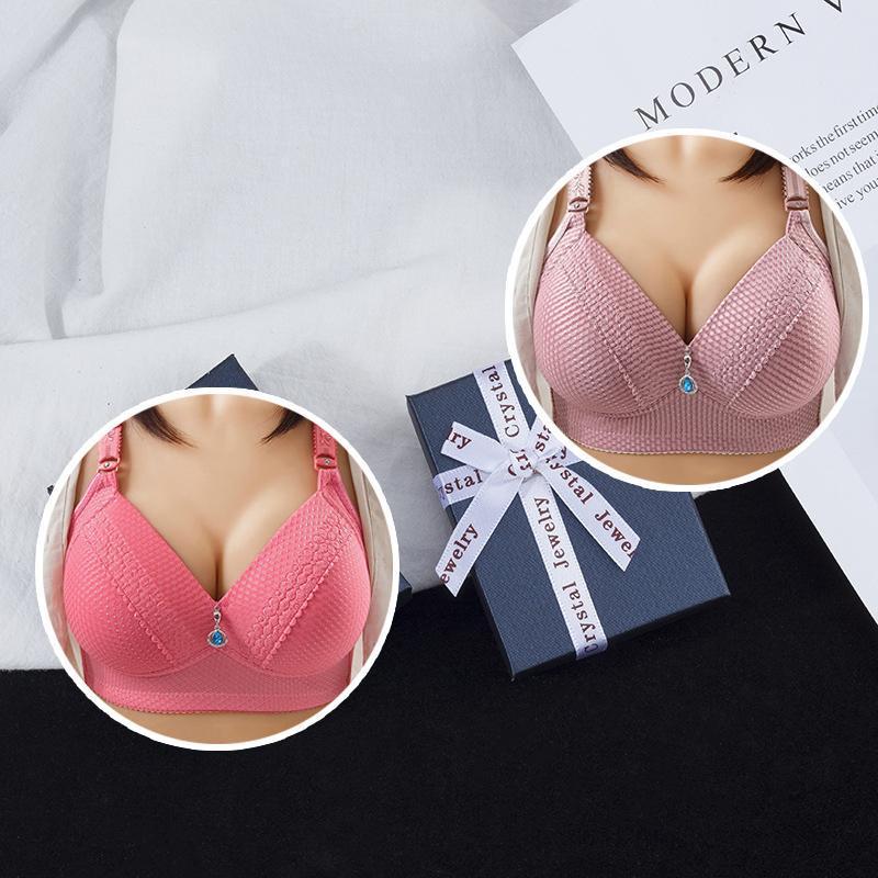 2024 Women Back Buckle Cotton Bras Wire Free Plus Size  Shoulder Straps Brasieres Comfort