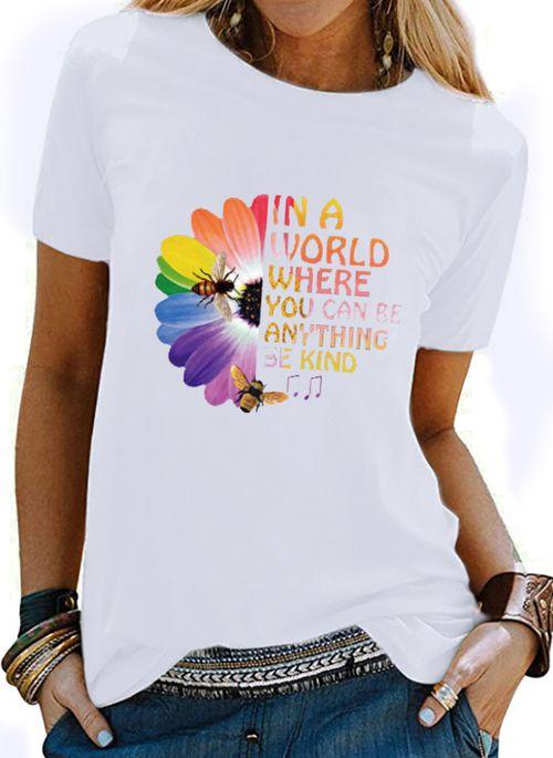 TP10278 Floral Round Neck Short Sleeve Casual T shirts