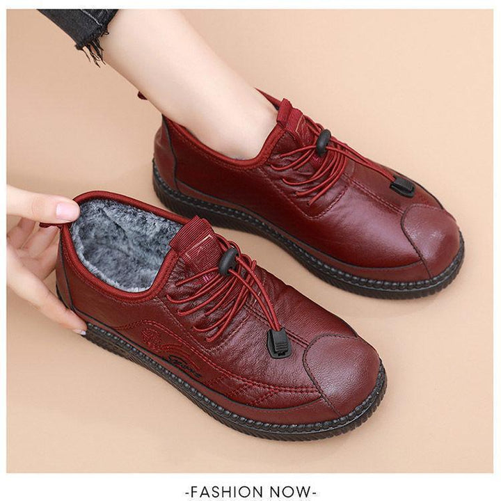 Womens Leather Shoes with Flat and Velvet Soft Sole