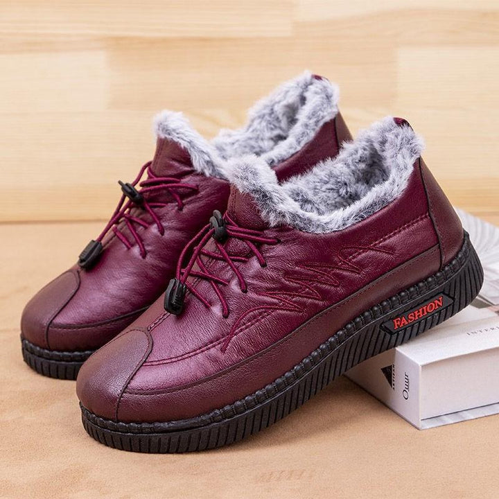 Womens Leather Shoes with Flat and Velvet Soft Sole