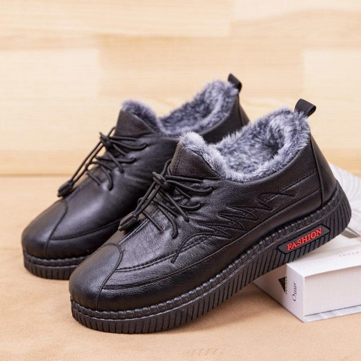Womens Leather Shoes with Flat and Velvet Soft Sole