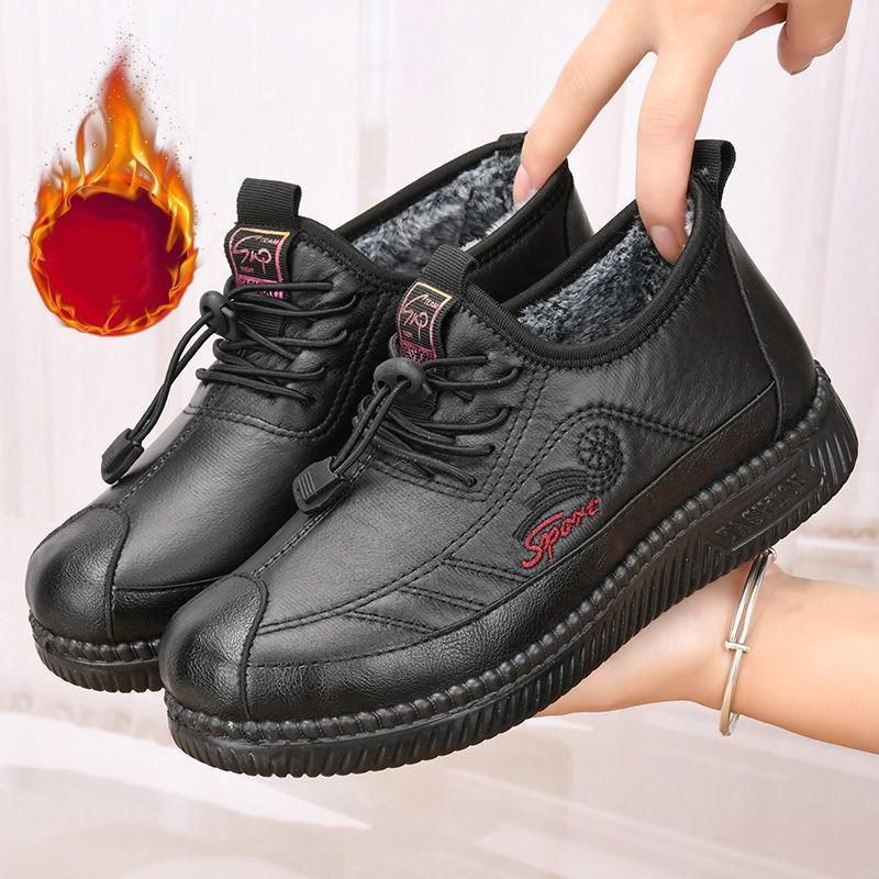 Womens Leather Shoes with Flat and Velvet Soft Sole